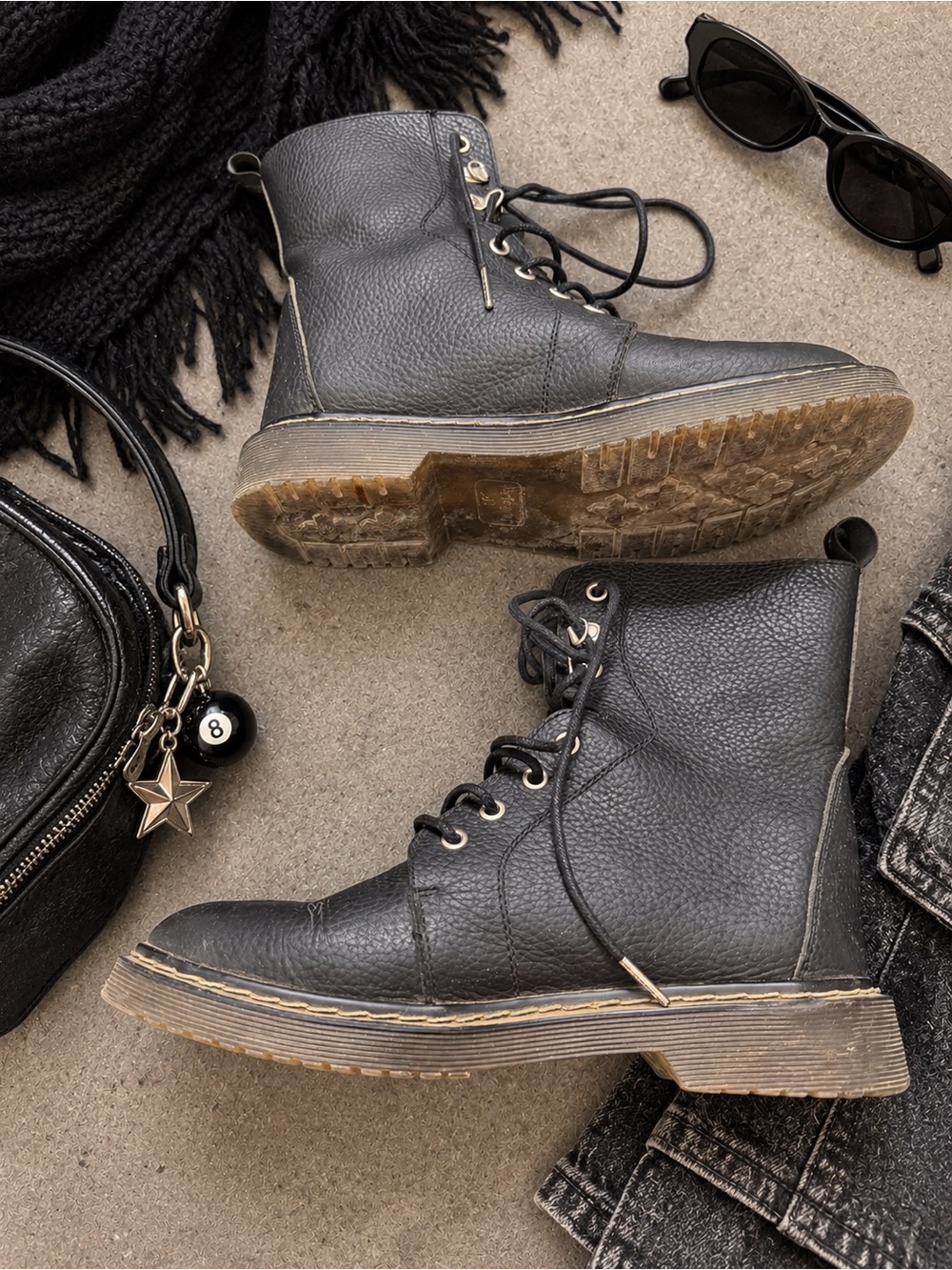 Women’s Black Lace Up Motorcycle Riding Combat Boots